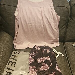 SHEIN Pink and Purple Pajama Set Intimates Sleepwear
